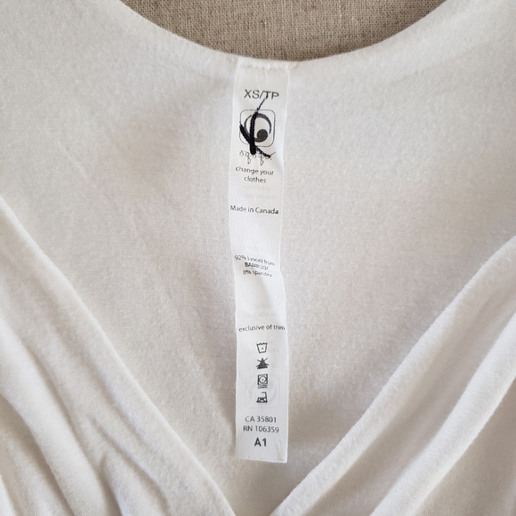OQOQO by Lululemon White Bamboo Dress V Neck Cross Front XS Extra Small - Picture 3 of 5